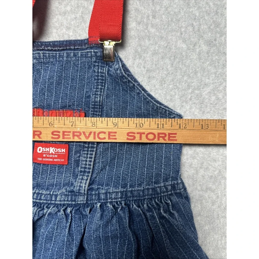 Vintage‎ OshKosh Vestback Overalls Denim Dress Kids 5 USA Red Suspender Straps